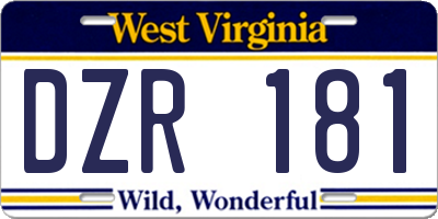 WV license plate DZR181