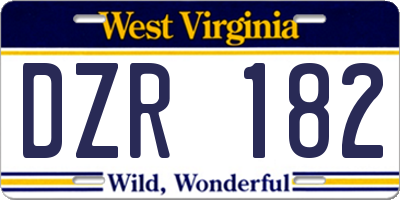 WV license plate DZR182