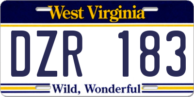 WV license plate DZR183