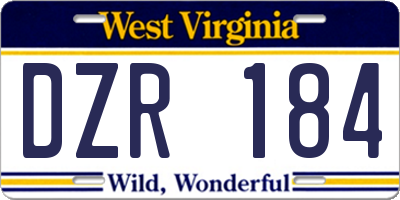 WV license plate DZR184