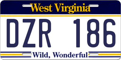 WV license plate DZR186