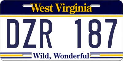 WV license plate DZR187
