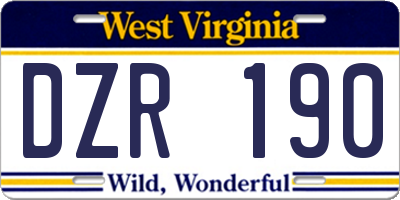 WV license plate DZR190