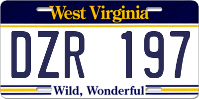 WV license plate DZR197