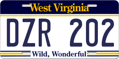 WV license plate DZR202