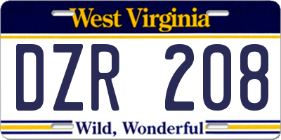 WV license plate DZR208