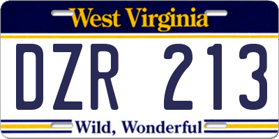 WV license plate DZR213