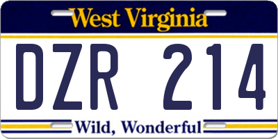 WV license plate DZR214