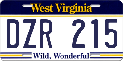 WV license plate DZR215