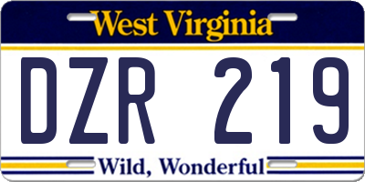 WV license plate DZR219