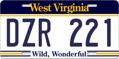 WV license plate DZR221