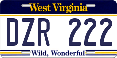 WV license plate DZR222