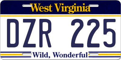 WV license plate DZR225