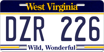 WV license plate DZR226