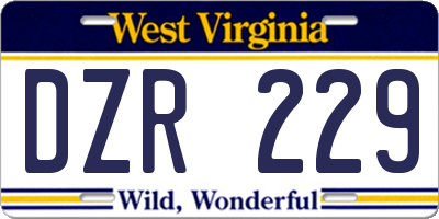 WV license plate DZR229