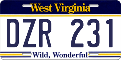 WV license plate DZR231