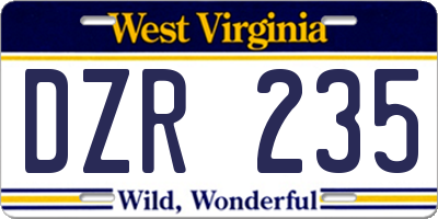 WV license plate DZR235