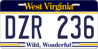 WV license plate DZR236