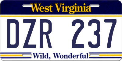 WV license plate DZR237