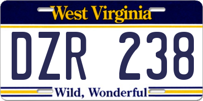 WV license plate DZR238