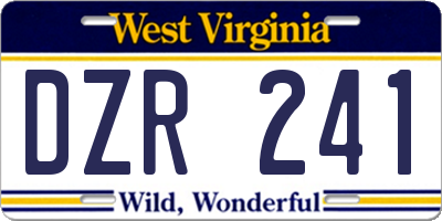 WV license plate DZR241