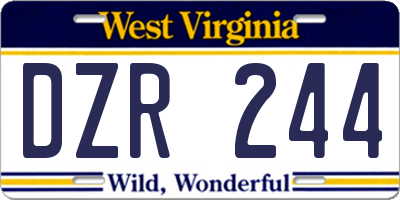 WV license plate DZR244