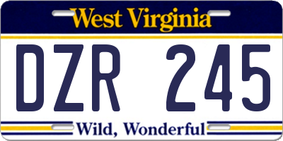 WV license plate DZR245