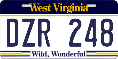 WV license plate DZR248