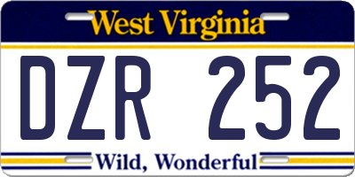 WV license plate DZR252