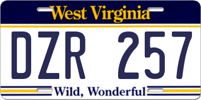 WV license plate DZR257