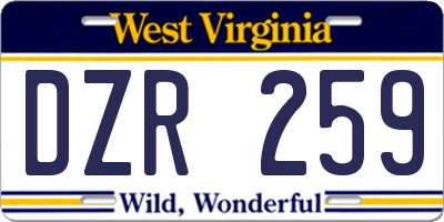 WV license plate DZR259