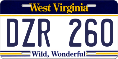 WV license plate DZR260