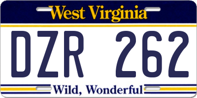 WV license plate DZR262