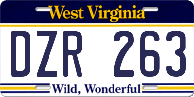 WV license plate DZR263