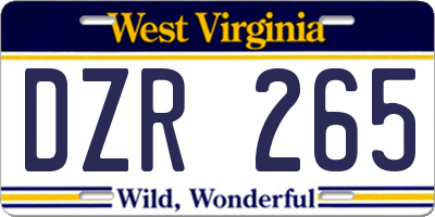 WV license plate DZR265