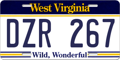 WV license plate DZR267