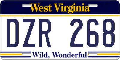 WV license plate DZR268