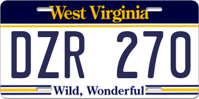 WV license plate DZR270