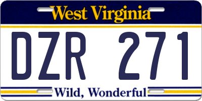 WV license plate DZR271