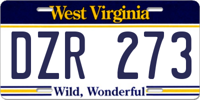 WV license plate DZR273