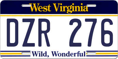 WV license plate DZR276