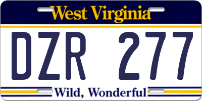 WV license plate DZR277