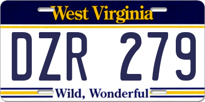 WV license plate DZR279