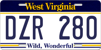 WV license plate DZR280