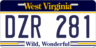WV license plate DZR281
