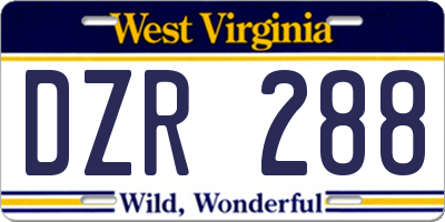 WV license plate DZR288