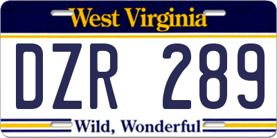 WV license plate DZR289