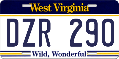 WV license plate DZR290