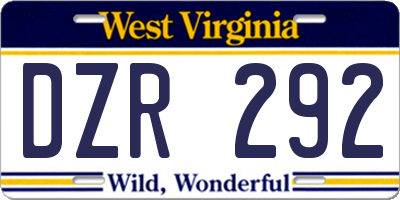 WV license plate DZR292