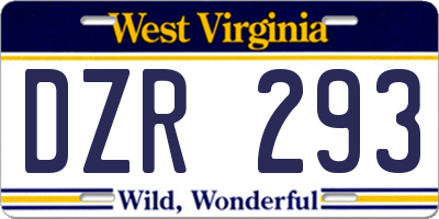 WV license plate DZR293